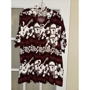 KoKo Knot Guitar Tiki Lounge Hawaiian Shirt red white large